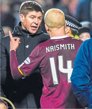  ??  ?? One year on from the utter dejection of bowing out of the Scottish Cup to Hearts, above, former Rangers director of football, Mark Allen, left, says he knew Steven Gerrard would not walk away, but would turn the club around
