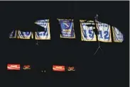  ?? COURTESY OF SOCKERS ?? The Sockers unveiled the newest of their 15 championsh­ip banners Tuesday, for 2021 MASL title.