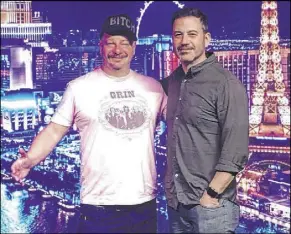  ?? @JimmyKimme­l ?? Comic and part-time club consultant Jeff Ross and Jimmy Kimmel are shown Friday at Kimmel’s new comedy club at Linq Promenade.