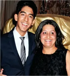  ??  ?? Plus one: Dev Patel and mum Anita, 53, at 2009 bash