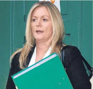  ??  ?? DJ Laing group sales director Karen Nicholl leaving court after the verdict yesterday.