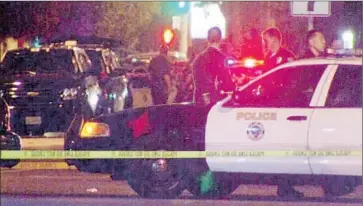  ?? KNBC-TV ?? LONG BEACH POLICE shot and killed Derrick Lee Hunt, 28, after he stabbed six people, including his wife and her brother, Friday night. Witnesses say Hunt refused to obey commands to drop his weapon.