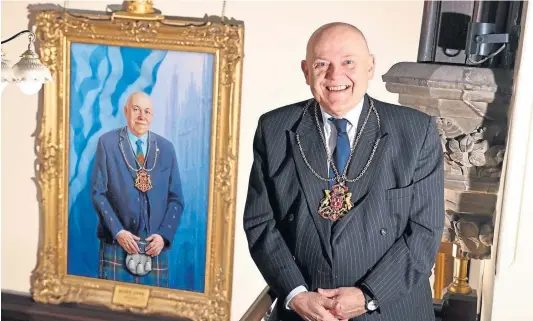  ?? ?? IN THE FRAME: The painting portrays a more sombre depiction of Aberdeen’s typically grinning Lord Provost Barney Crockett.