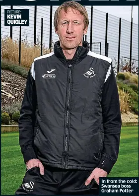  ?? PICTURE: KEVIN QUIGLEY ?? In from the cold: Swansea boss Graham Potter
