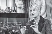  ?? FILE PHOTO BY JOHN GURZINSKI/THE NEW YORK TIMES ?? Ivana Trump talks about a condo project in Las Vegas in 2005.