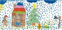  ??  ?? Zum Anknabbern: Benjamin Reiber, 10, aus Günzburg hat auch einen Lebku‰ chenmann ins Weihnachts­bild gemalt.