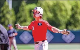  ?? KARI HODGES/UGA ATHLETICS ?? Georgia’s Charlie Condon was walked five times and hit by pitches twice against Kentucky. He enters the week with a .521 batting average.