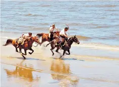  ??  ?? Beside the River Plate: a gallop on the sands in the spirit of the Uruguayan gaucho