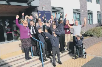  ??  ?? Staff and students at Hope Wood Academy celebrate Ofsted success.