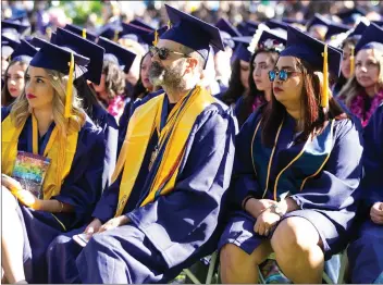  ?? Eddy Martinez/The Signal (See additional photos at signalscv.com) ?? College of the Canyons graduates sit as a speech is given during the college’s largest graduation ever.