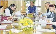  ?? HT PHOTO ?? Chief minister Jai Ram Thakur presiding over the cabinet meeting at the state secretaria­t in Shimla on Wednesday.