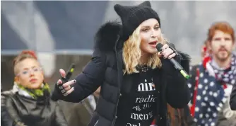  ??  ?? MADONNA PERFORMS at the Women’s March in Washington.