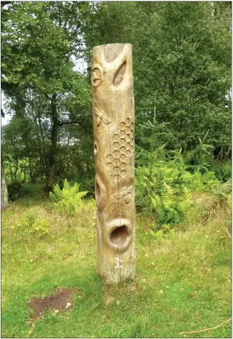  ??  ?? A wooden sculpture representi­ng some of the creatures found in Moncreiffe Hill Wood