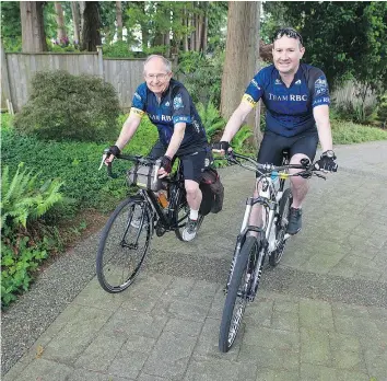  ?? JASON PAYNE/PNG ?? Larry Osachoff and his son, Steve, are taking part in the Battlefiel­d Bike Ride, a 600-kilometre ride bike trip from London to Vimy Ridge in France.