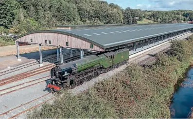  ?? ?? The new £4 million Pickering carriage stable with A1 No. 60163 Tornado in the foreground. CHARLOTTE GRAHAM/NYMR