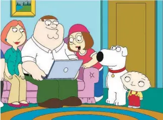  ?? ?? THE GRIFFINS — son Chris, left, mom Lois, dad Peter, daughter Meg, talking dog Brian and baby Stewie — have been making people laugh for a quarter of a century. 20th Television