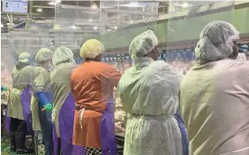  ?? TYSON FOODS ?? Workers are separated by sheeting at a Tyson Foods plant in Camilla, Georgia.