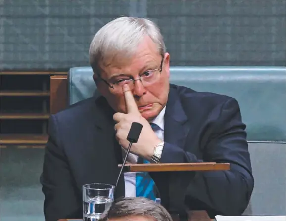  ??  ?? It was a teary moment when Kevin Rudd announced his exit from politics, but his legacy may well be more memorable than that of arch-rival Julia Gillard