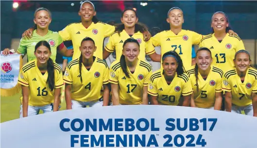  ?? / FCF Fotos: FCF ?? Las jugadoras de la selección de Colombia en el Suramerica­no Sub-17 de Paraguay.