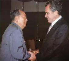  ?? — AFP file photo ?? Chinese communist leader Chairman Mao Zedong (le ) welcomes Nixon at his house in the Forbidden City in Beijing on February 22, 1972.