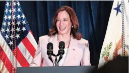  ?? ?? La vicepresid­enta de EE UU, Kamala Harris, en el lanzamient­o de In Her Hands, que promueve el empoderami­ento de las mujeres.