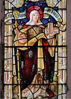  ?? ?? Warrior: Aethelflae­d window at Lady St Mary Church in Dorset