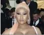  ?? EVAN AGOSTINI — INVISION LINKABLE, INVISION FILE ?? Nicki Minaj attends The Metropolit­an Museum of Art’s Costume Institute benefit gala in New York on May 6, 2019.