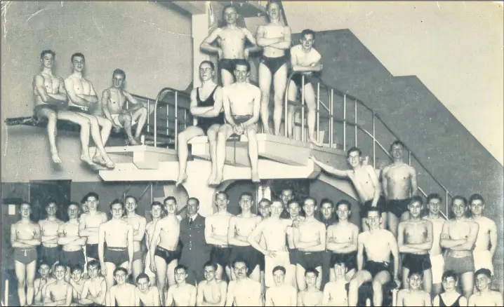  ??  ?? Thomas Toon of Sutton Bonington has sent in a super photograph of young Loughborou­gh ATC members at the college pool in February 1943.