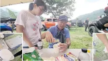  ?? ?? Isuzu PH President Tetsuya Fujita enjoying balut at the camp site.