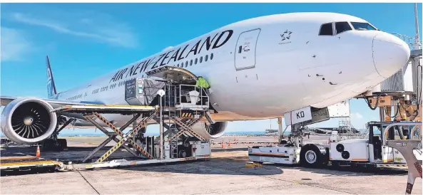  ?? FOTO: DPA ?? Eine Boeing von Air New Zealand wird am Freitag vor ihrem Abflug nach Frankfurt mit Gepäck beladen. Tausende festsitzen­de Ausländer sollen jetzt den Pazifiksta­at verlassen können.