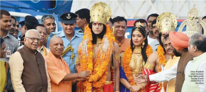  ??  ?? Uttar Pradesh chief minister Yogi Adityanath during Diwali celebratio­n in Ayodhya