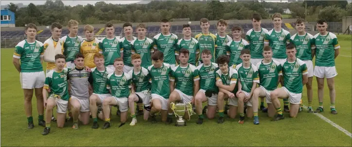  ?? Photos: Joe Byrne ?? The St Nicholas football team who defeated Blessingto­n in the MFC ‘A’ final in Aughrim on Saturday afternoon last.