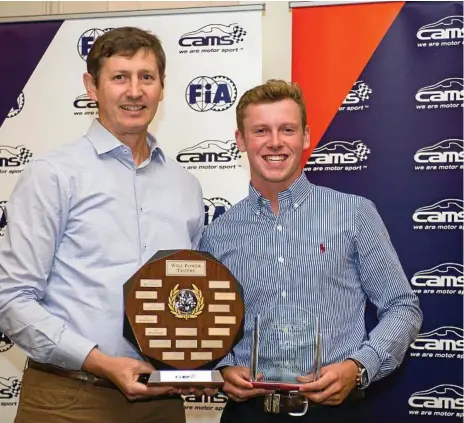  ?? Photo: Contribute­d ?? AWARD WIN: Queensland CAMS executive member Chris McMahon (left) presents the Will Power award to Toowoomba’s Will Brown. The award recognises Queensland’s best young driver.