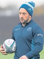  ?? SNS. ?? Comeback star Stuart Hogg, right, at training yesterday; restored captain Greig Laidlaw, left, and Matt Fagerson, far left.