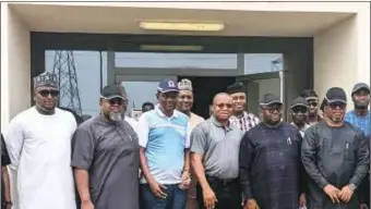  ?? ?? R-L: MD NDPHC, Chiedu Ugbe; Minister of Power, Adebayo Adelabu; MD Azura Power, Edu Okeke; MD TCN, Abdulaziz Sule; Chief Technical Adviser to Minister of Power, Adedayo Olowoniyi; Head Corporate Affairs Azura Power, Murtala Bello during the Hon. Minister's visit to Azura Power Plant in Edo State