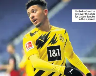  ??  ?? United refused to pay over the odds for Jadon Sancho in the summer