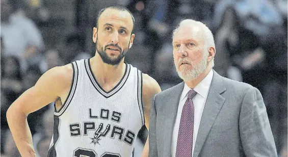  ?? AP ?? Manu y Pop. Ginóbili y Popovich ganaron juntos cuatro anillos de la liga más importante del mundo y formaron una sociedad muy sólida.