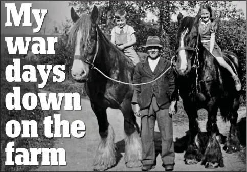  ??  ?? Uneasy riders: Angela Humphery (right) and her brother on King and Prince in the Forties