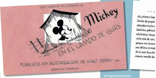  ?? ?? A la izquierda, la portada de ‘Mickey en el campo de Gurs’, de Horst Rosenthal . A la derecha, una página interior del cómic.
A la izquierda la primera plana de ‘Las cinco banderas’, de Pau. A la derecha, una tira de viñetas de la misma historieta.