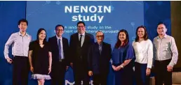  ??  ?? Present during the forum which discussed the Nenoin Study, (from left): Marlon U. Carpizo, head of sales, Merck CH Team; Ming A. Cunanan, head of marketing, Merck CH Team; Dr. Rizaldy Pinzon, guest speaker and co-author of the Nenoin Study; Ferdinand...