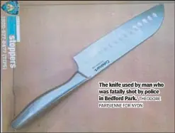  ?? THEODORE PARISIENNE FOR NYDN ?? The knife used by man who was fatally shot by police in Bedford Park.