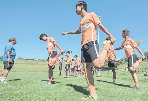  ??  ?? Players attend a training session at the Luneng Brazil Sports Center located in Porto Feliz, some 120 km from Sao Paulo. — AFP photo