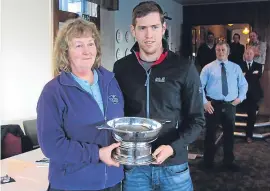  ??  ?? Sybil MacPherson was the inaugural winner of the NFU Scotland Argyll and the Islands Stalwart Award, in memory of Mull’s Bert Leitch and Lachlan MacLean. The trophy was presented by Jamie MacLean, Lachlan’s son.