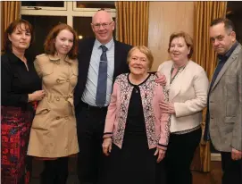  ?? Photo by Domnick Walsh ?? Mary Brassil
(centre) on a very proud occasion as her Fianna Fáil TD son John was selected in January to contest the next election, with daughter Norma to her right; daughterin-law Bernadette, granddaugh­ter Mary Anne and son-in-law Colin Brash.