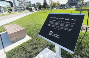  ??  ?? The Charles and Anna Clark Corner honours the family’s involvemen­t with the university. Charles Clark was chair of the university’s board of governors from 1971 to 1974 and chancellor from 1993 to 1996.