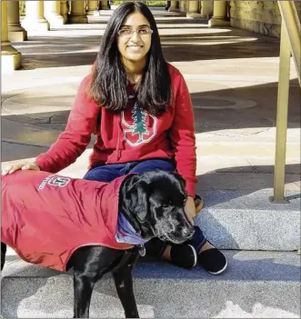  ?? CONTRIBUTE­D ?? Centervill­e High School graduate Trisha Kulkarni and guide dog Libby will be roaming the Stanford campus as Trisha begins her freshman year Sept. 7.