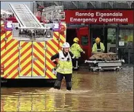  ??  ?? Chaos: Crew at the flooded A&E in Letterkenn­y