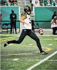  ?? ARTHUR WARD ?? Joel Watford now has two more Australian punters joining him at Ticats’ training camp, meaning there are six kickers scheduled to arrive in Hamilton next week.