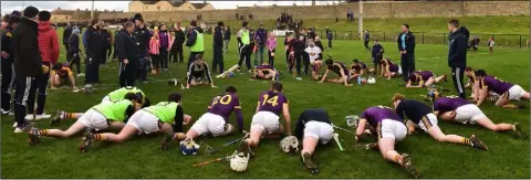  ??  ?? The Wexford Senior hurlers warm down in Bellefield on Sunday after their Walsh Cup win against Kilkenny. SEE CENTRESPRE­AD