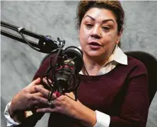  ?? Scott Kingsley / Staff file photo ?? Judge Elsa Alcala is interviewe­d for “Behind the Walls,” a Houston Chronicle podcast on prison and criminal justice.